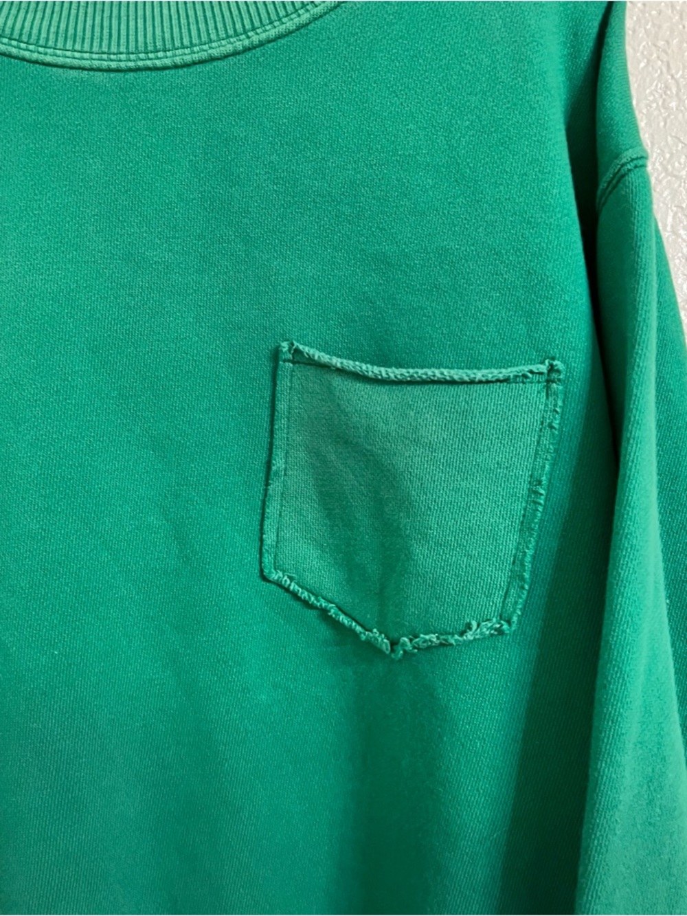 Aerie sweatshirt green crewneck slouchy relaxed lounge pocket small pullover - Picture 6 of 7